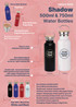 A drink bottle featuring a stainless steel design with a matte finish, available in white, black, red, and blue.