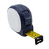 A navy and white 7.5M tape measure with a yellow measuring tape and a metal clip. It features a branding logo.