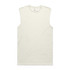 A light cream sleeveless tank top with a round neckline and a plain design, featuring a logo.