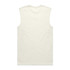 A sleeveless tank top in a light cream colour with a simple design and a logo.
