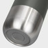 A drink bottle with a matte green body and a shiny stainless steel base featuring a circular bottom design.