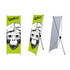 A medium X-frame banner featuring a vibrant green background with a monkey graphic and a logo. The banner is adjustable and portable.