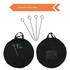 A compact carry bag in black with metal pegs for securing. Features a handle and multiple pockets for storage.