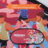 A large bean-shaped pop-up banner featuring vibrant illustrations of athletes in various colours, with a logo included.