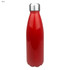 A drink bottle in shiny red stainless steel with a silver screw-on lid and a smooth finish.