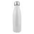 A drink bottle in white stainless steel with a shiny silver cap and a sleek, streamlined design.