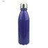 A shiny purple aluminium drink bottle with a stainless steel cap, featuring a logo.