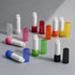 A collection of lip balm sticks in various colours, including pink, red, yellow, green, blue, black, and clear casings.