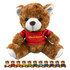 A brown plush teddy bear wearing a red shirt. Multiple teddy bears in different shirt colours are shown below.