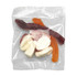 A clear packet containing a mix of colourful jelly lollies in various shapes, including red, orange, and white.
