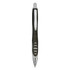 Aero plastic pen in black with chrome accents and textured grip. Features a logo on the body.