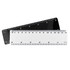 A 15cm plastic ruler in white and black, featuring measurement markings on both sides and a logo.