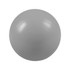 A grey stress ball with a smooth surface and a round shape, featuring a logo.