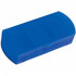 A blue travel pill box with a curved top and a secure closure. It features a smooth surface and a compact design.