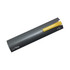 A USB pen drive with a yellow tip on a grey casing, featuring a logo and a USB connector.