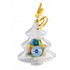 Acrylic tree-shaped container filled with vibrant jelly beans, adorned with a yellow ribbon and a branded sticker.