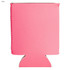 A pink neoprene stubby cooler with a simple design and a logo. Suitable for holding drinks.