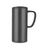 A drink bottle in black with a speckled design and a handle, featuring a lid and a logo.