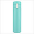 A turquoise vacuum drink bottle with a flip-top lid and a simple design. It has a logo on the side.