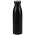 A drink bottle in sleek black with a stainless steel lid and a minimalist design.