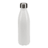 A drink bottle in sleek white with a stainless steel cap and a smooth, curved design.
