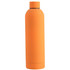 A drink bottle in vibrant orange, featuring a sleek design and a logo.
