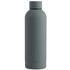 A drink bottle in matte grey with a minimalist design and a simple logo on the side.