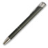 A metal pen in dark grey with a shiny silver clip and accents. The pen features a sleek, modern design.