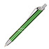 A green metal pen with silver accents and a clip, featuring a sleek, polished design.