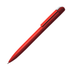 A red metal pen with a sleek design and a silver clip, featuring a logo on the barrel.