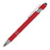 A red aluminium stylus pen with a chrome clip and tip, featuring a smooth finish and an integrated stylus head.