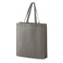 A grey non-woven tote bag with two sturdy handles and a minimalistic design featuring a logo.