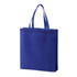A blue non-woven tote bag with two handles and a simple, unembellished design. It features a logo.