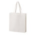 A white non-woven tote bag with two handles and a simple design. It features a branding logo.