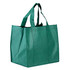 A green tote bag with sturdy handles and a spacious design, suitable for various uses.