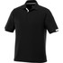 A black short sleeve polo shirt featuring a contrasting white trim and a logo on the chest.