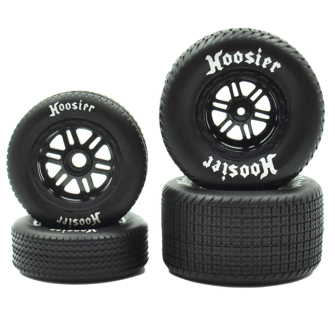 FR/RR Soft Tires & Black Wheels, Hoosier, 1/18 Sprint (4) – image 1