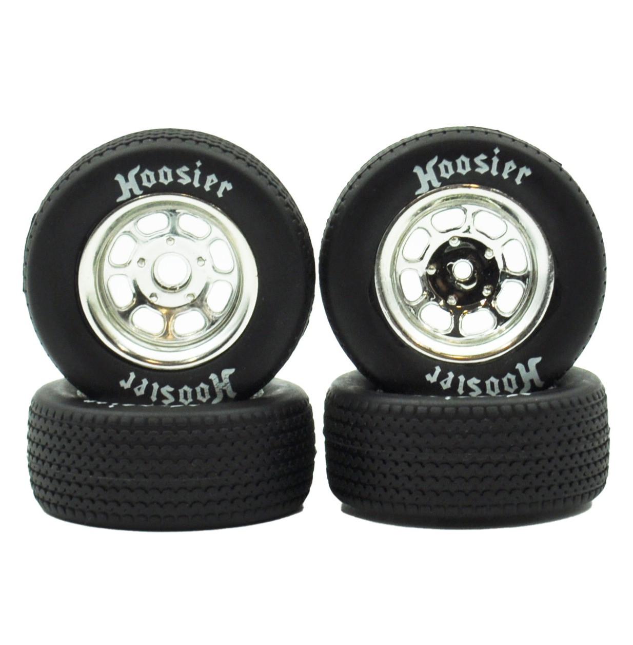 FR/RR Tires & Chrome Wheels, 1/18 Modified (4) – image 1