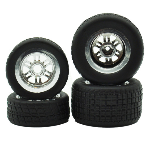 FR/RR Tires & Chrome Wheels, Hoosier, 1/18 Midget (4) – image 2