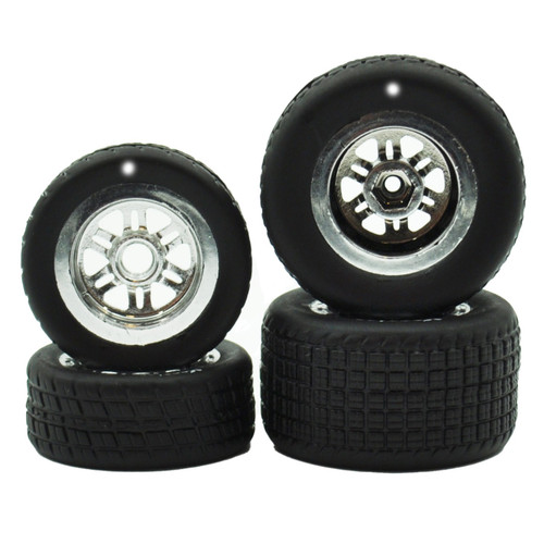 FR/RR Soft Tires & Chrome Wheels, Hoosier, 1/18 Midget (4) – image 2