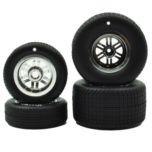 FR/RR Soft Tires & Chrome Wheels, Hoosier, 1/18 Sprint (4) – image 2