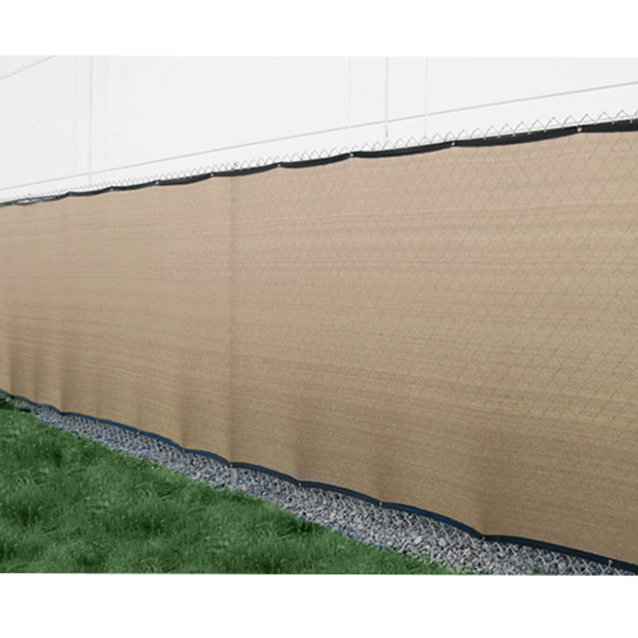 6' X 50' Heavy Duty Tan Fence Screen Mesh Tarp.(Finished Size 5'6" x 49'6")