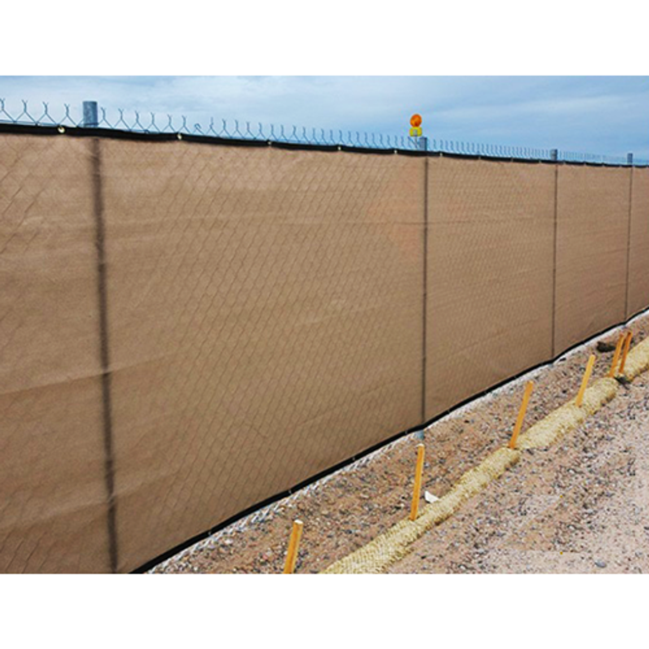 8' X 50' Heavy Duty Tan Fence Screen Mesh Tarp(Finished Size 7' 8" x 50')