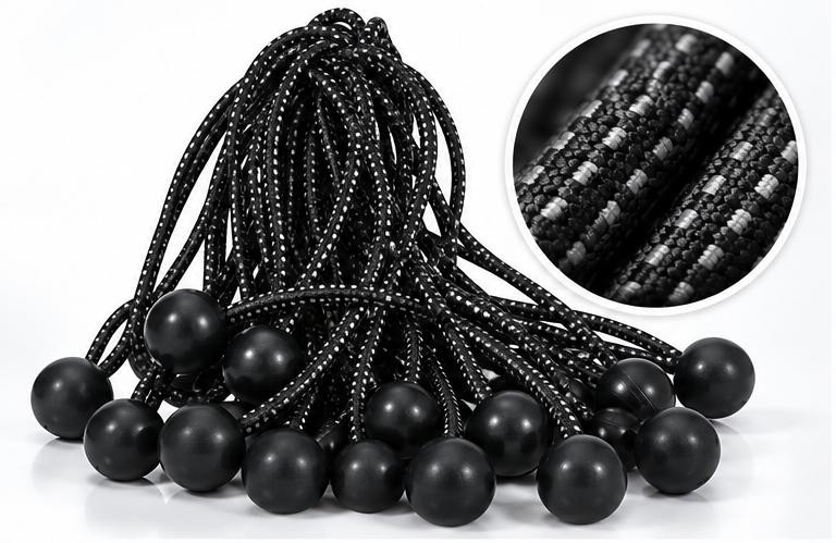 9" Premium Black Ball Bungee Tarp Ties 50 Pc.