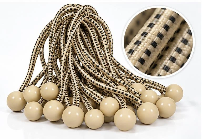 9" Premium Tan Ball Bungee Tarp Ties 50 Pc.