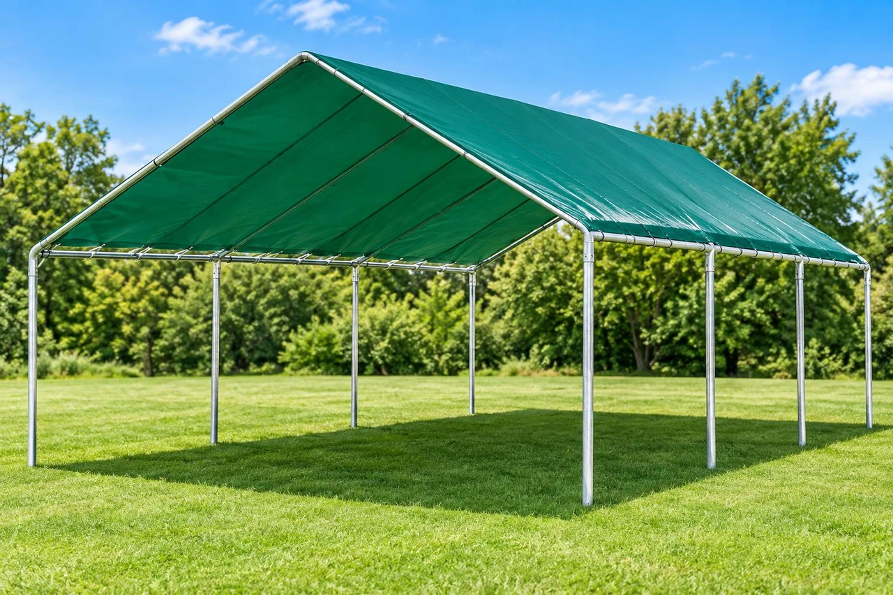 18' X 20' 1-3/8" Diameter With Standard Top in Green display at a park