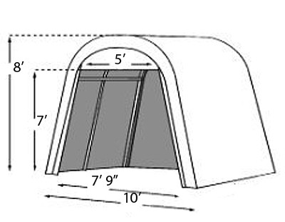 10' X 12' X 8' Round Portable Garage Canopy Size Specifications
