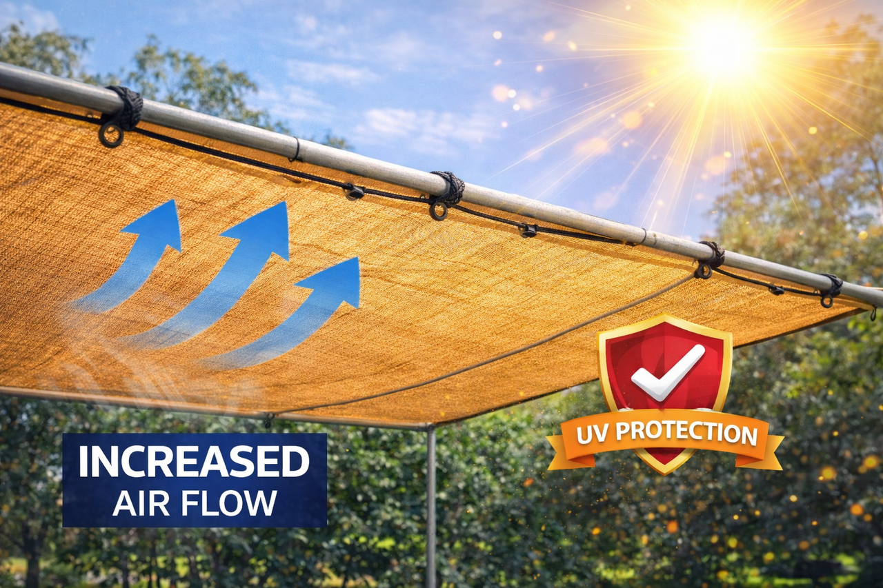 Desert Mesh Tarps 75% Shade 06' X 10'(Finished Size 5'6" x 9'6")