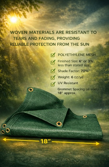 Green Mesh Tarp 75% Shade 06' X 8'(Finished Size 5'6" x 7'6")