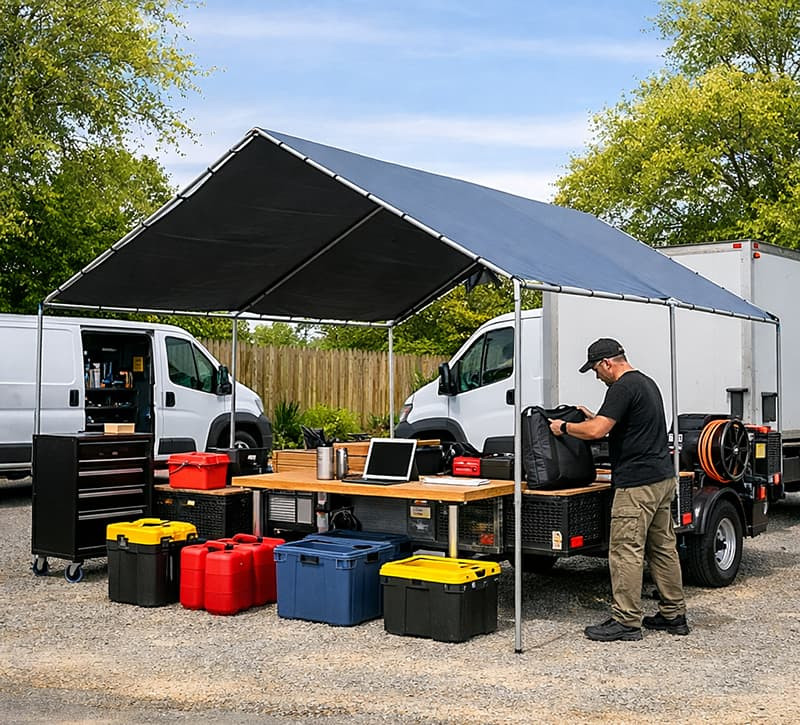 USパップテント 18' x 20' Heavy Duty Canopy Tent | Steel Frame Carport Shelter